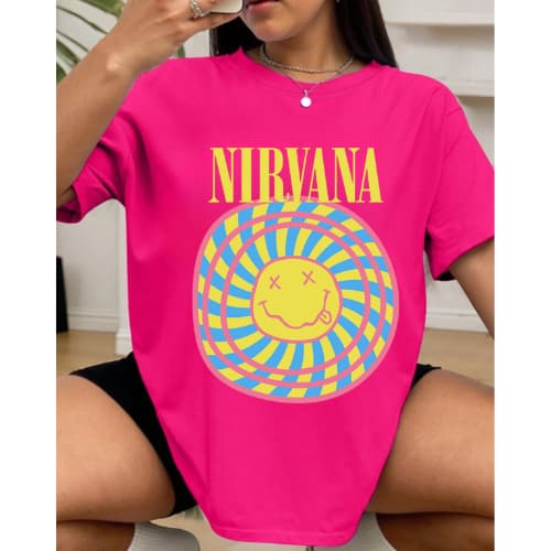 Camiseta Camisa Streetwear BANDA NIRVANA Pink 100% algodão tecido premium