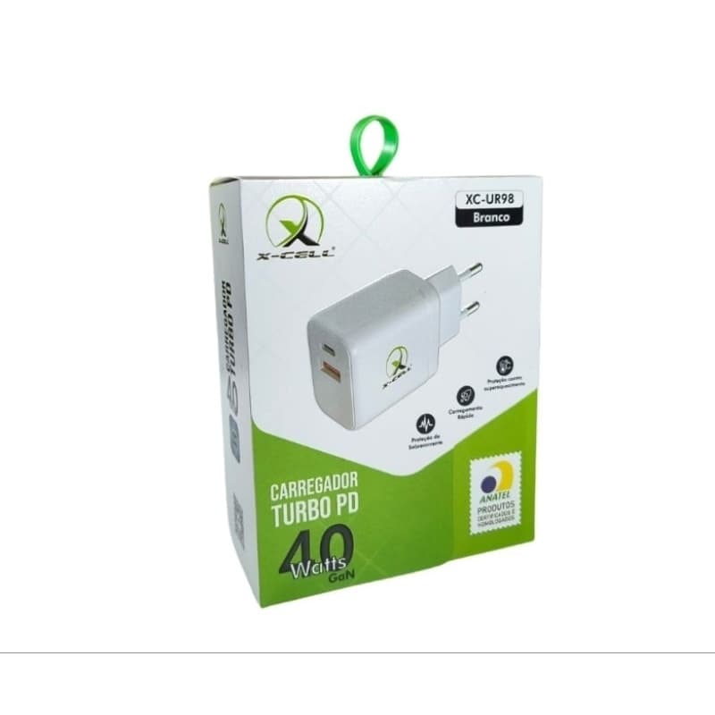 Carregador Gan XCELL  Turbo 40W XC-UR98 Compatível Todos Celulares e Tablet