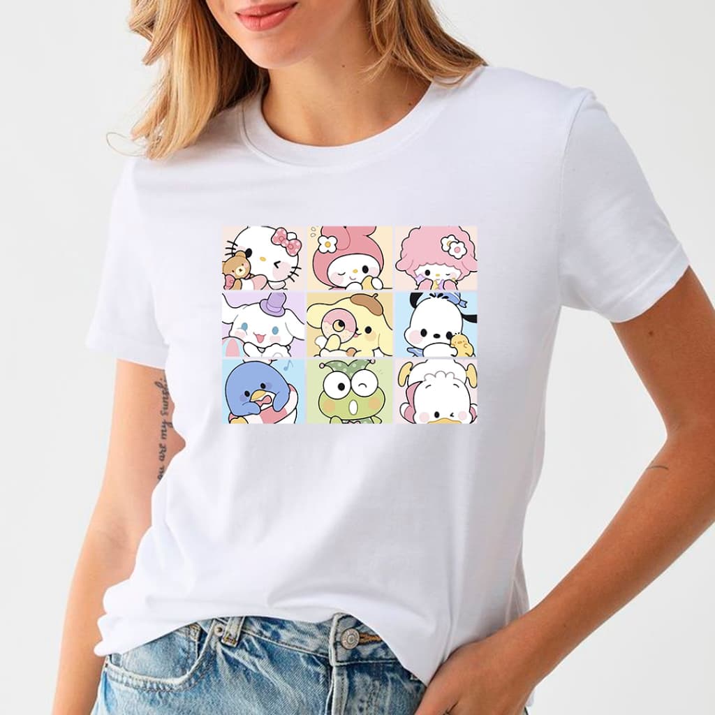 Camiseta Feminina hello kitty kuromi Adulta e Infantil