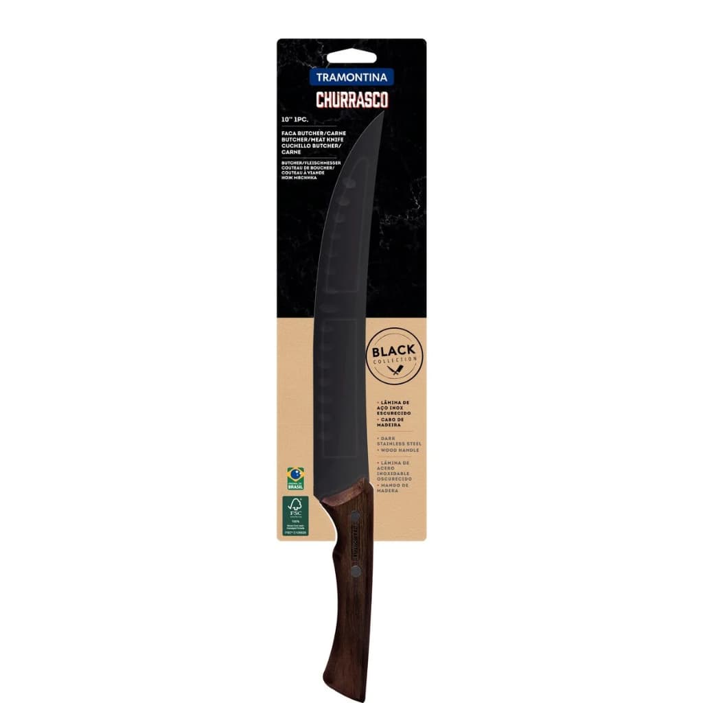 Faca Para Carne Tramontina 10 Inox Churrasco Black chef.