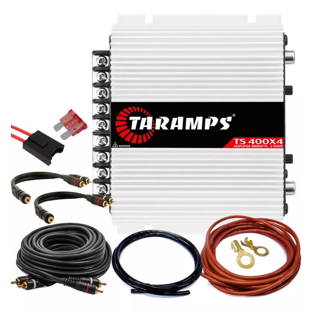 Modulo Amplificador Taramps Ts400x4 400 Watts Rms + Kit Fios Instalação com Cabos RCA