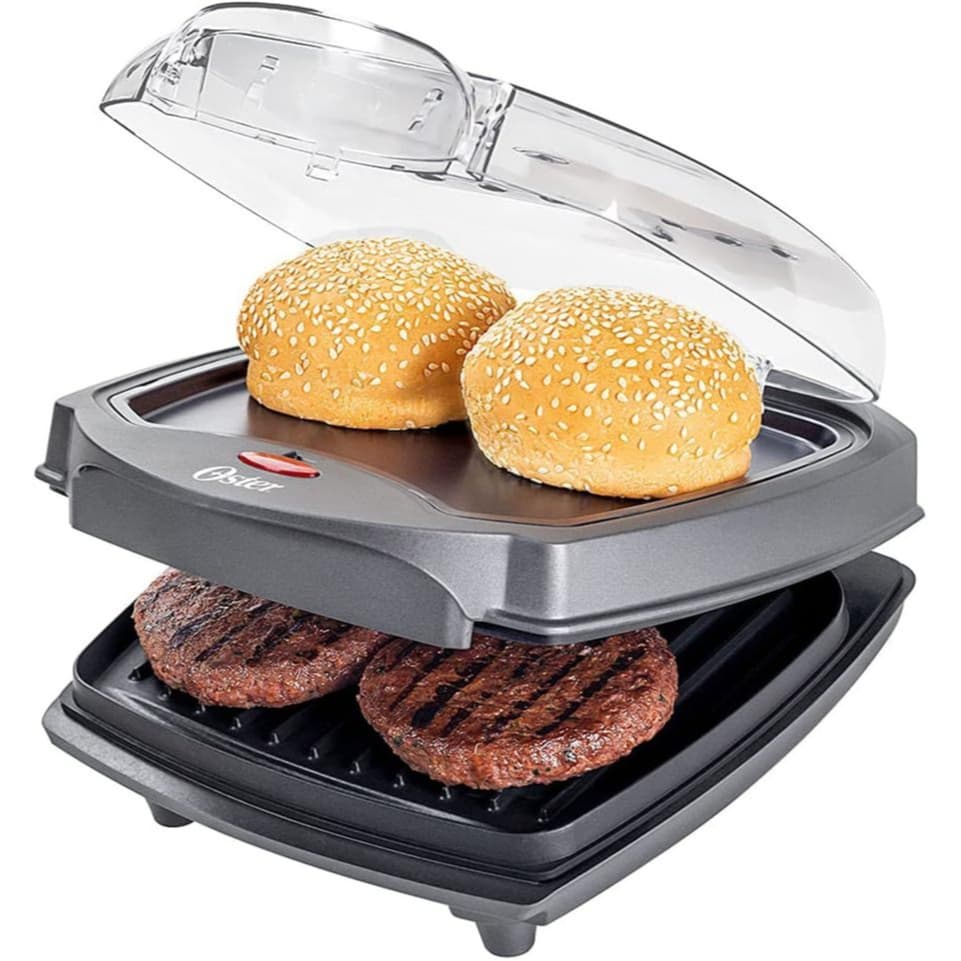 Grill Elétrico com Estufa Sanduicheira Oster Churrasqueira Burguer 2 Chapas Multifuncional OGRL500
