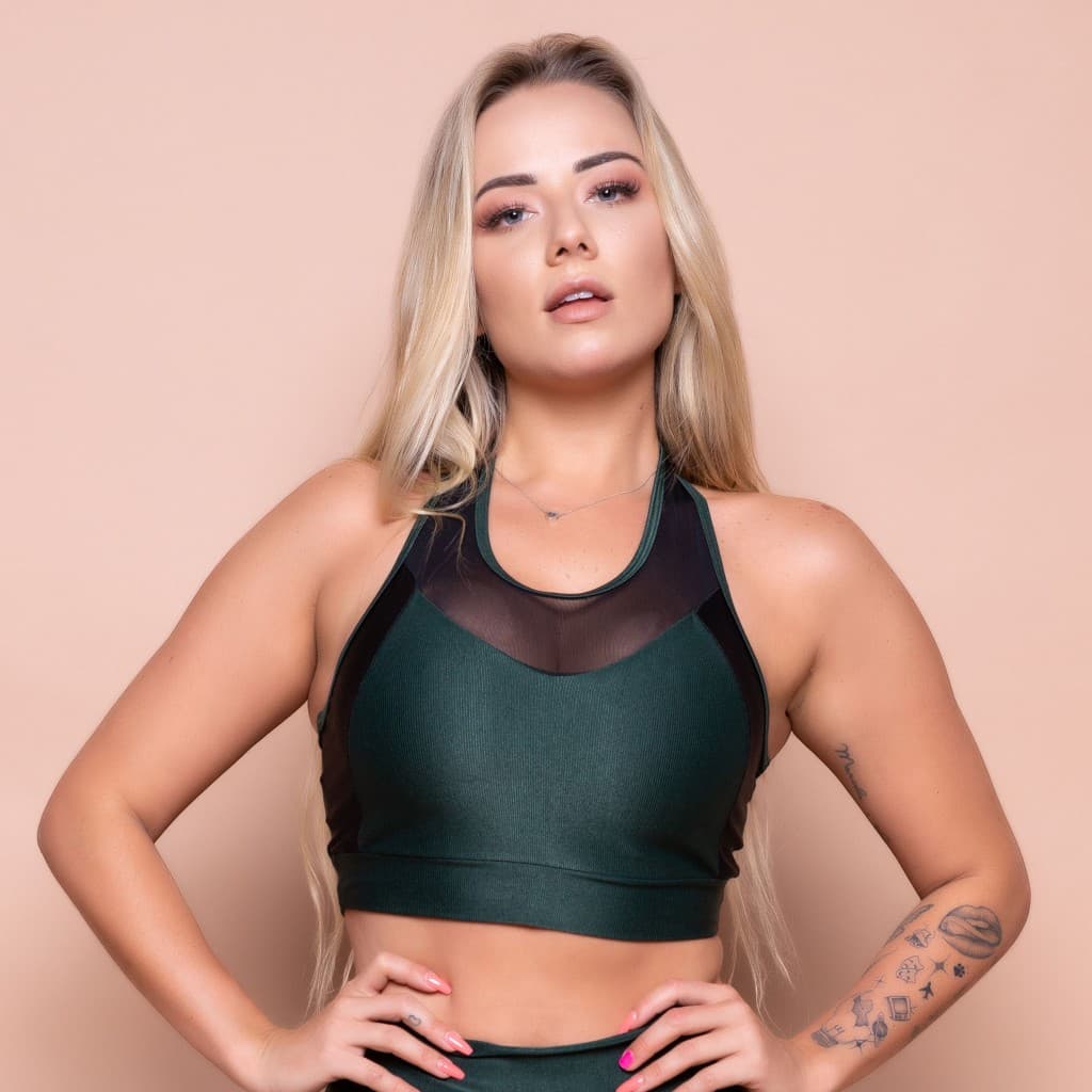 Top Feminino Academia Fitness Green Luxe Top Esportivo Treinos