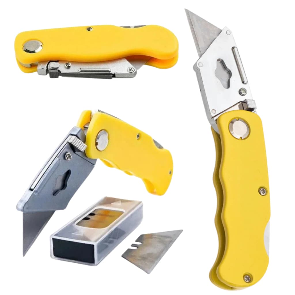 Estilete Trapezoidal Profissional com Lâmina Reforçada + 3 Lâminas Reserva