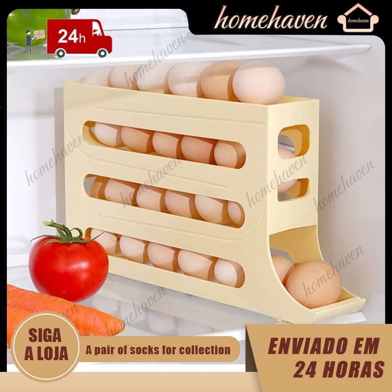 Porta Ovos Suporte 4 Andares Rolante Para 20-30 Ovos Organizador de Geladeira