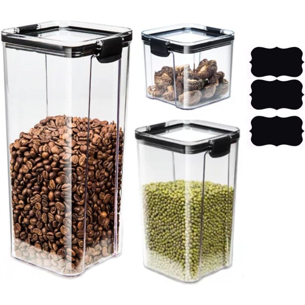 Conjunto de Potes Herméticos em com Trava e Design Empilhável - Organizador para Mantimentos