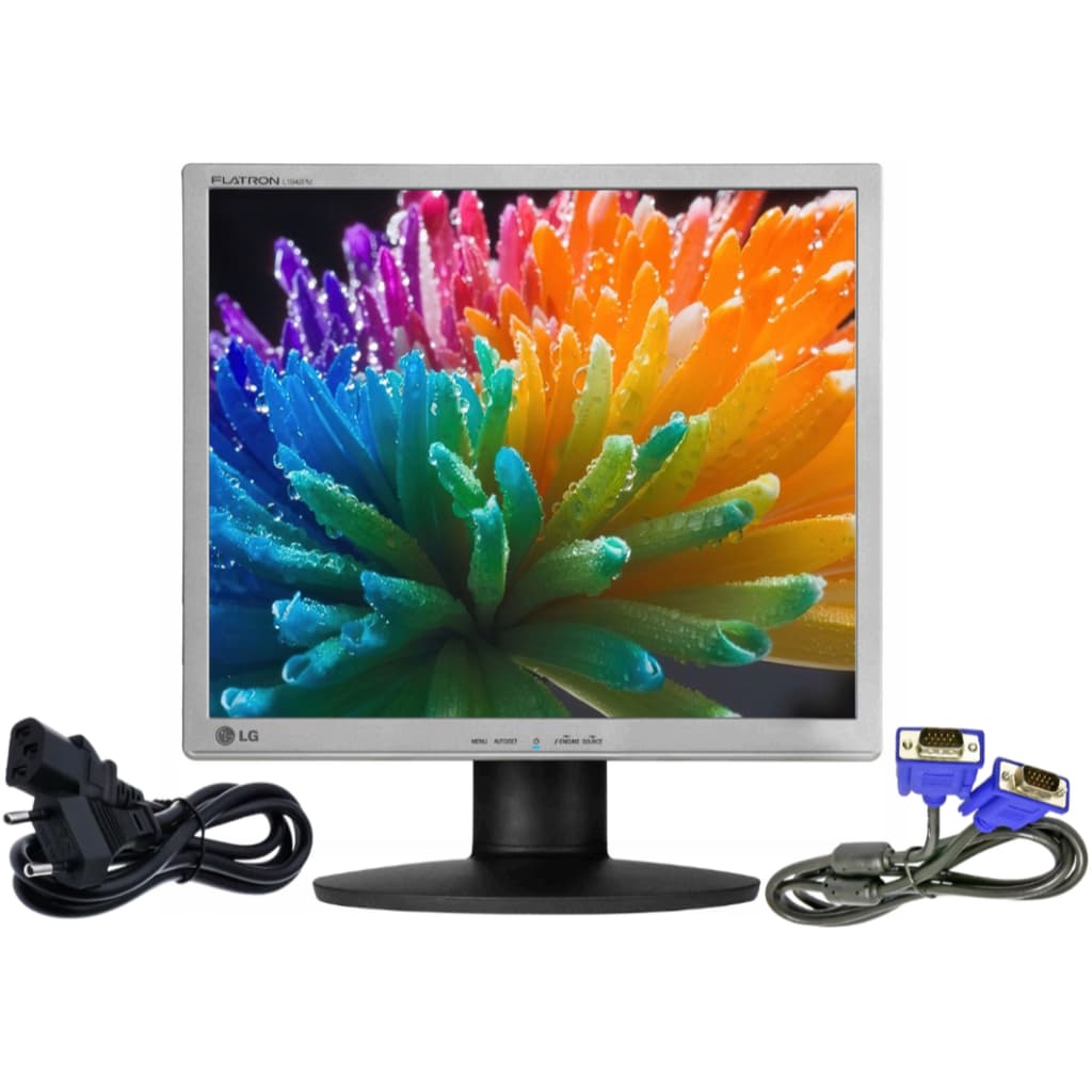 Tela Monitor de 17 Polegadas Com Cabos VGA Padrão Base Telescópica Computador Projetor E Câmeras