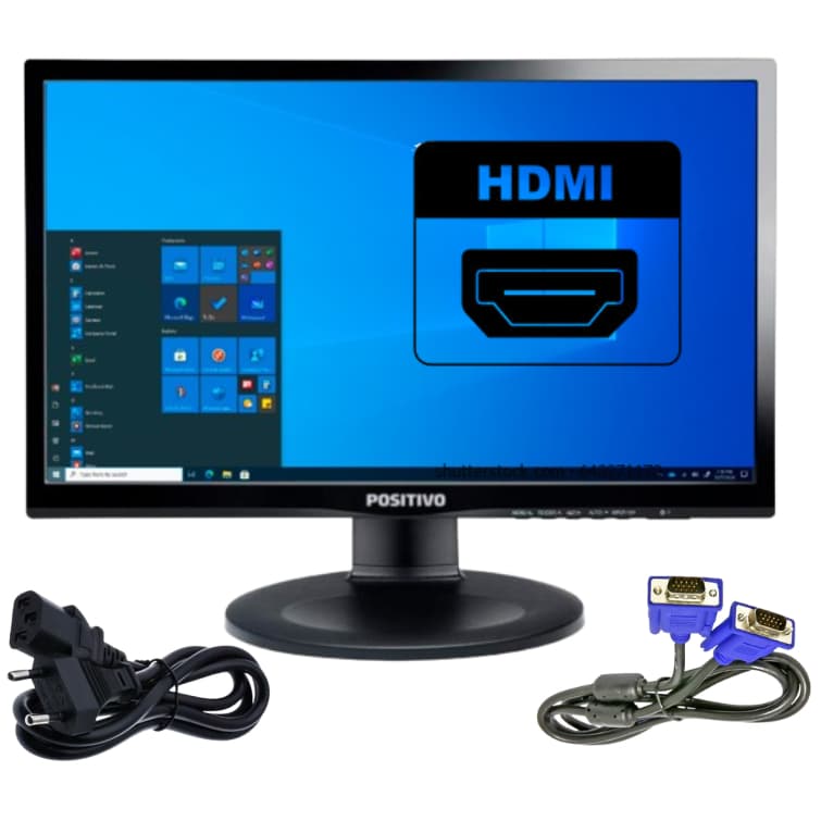 Tela Monitor Grande de 22 Polegadas Com HDMI Pleno Funcionamento Com Arranhados e Marcas de Uso