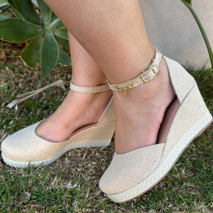 Sandália Feminina Anabela Salto Alto Boneca Unifeet Espadrille Confortável Sola Corda Fechado