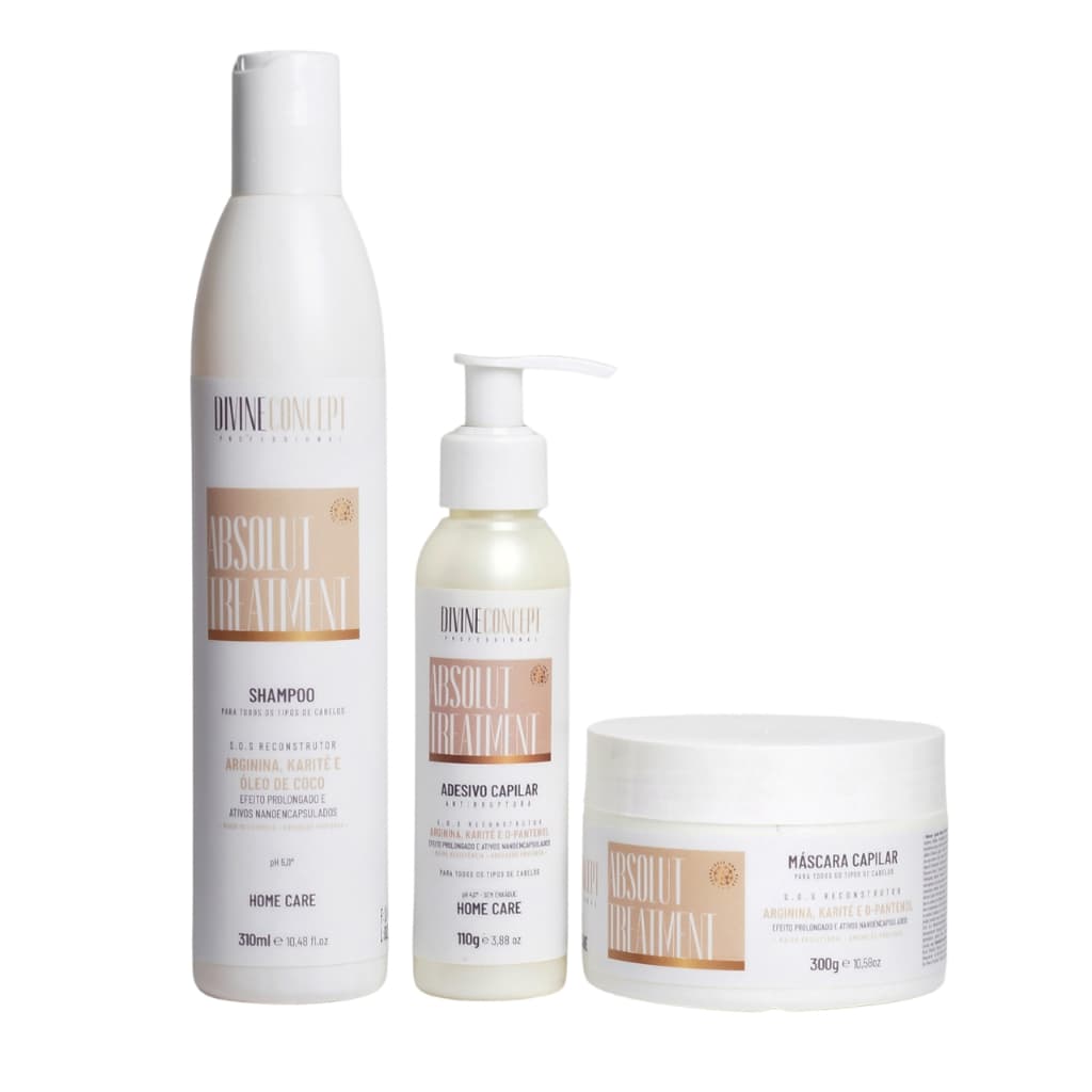 Reconstrução Capilar Premium Profissional Absolut Adesivo Capilar Home Care Divine Concept