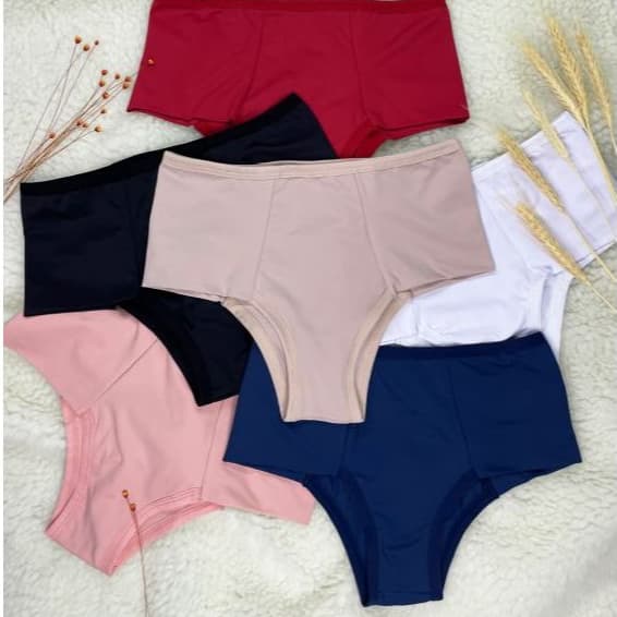 KIT 6 Calcinha Plus Size e Regular Cintura Alta Lateral Larga e Dupla