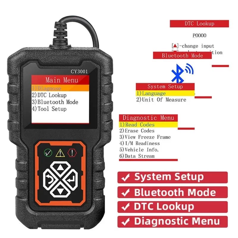 Scanner Automotivo Profissional Leitor OBD2 Leitor De Códigos Injeção Eletrônica CY3001 / V600