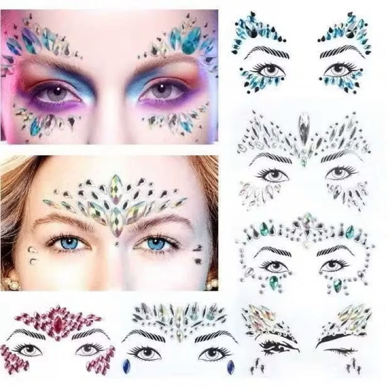 Kit 2/5/10 Adesivo Para O Rosto Strass Cristais Maquiagem Para O Carnaval Fantasia Sereia Carnaval e Festas