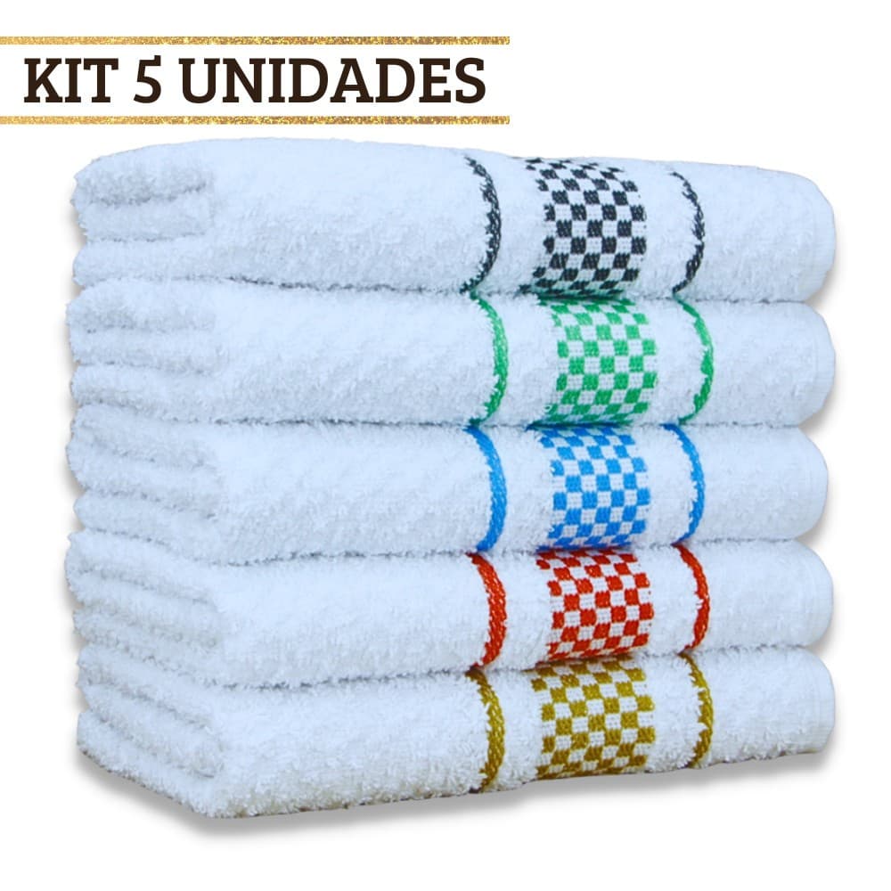 Kit 05 Pano de Prato Copa Jaquard Premium Atoalhado Felpudo 45x70cm 100% Algodão