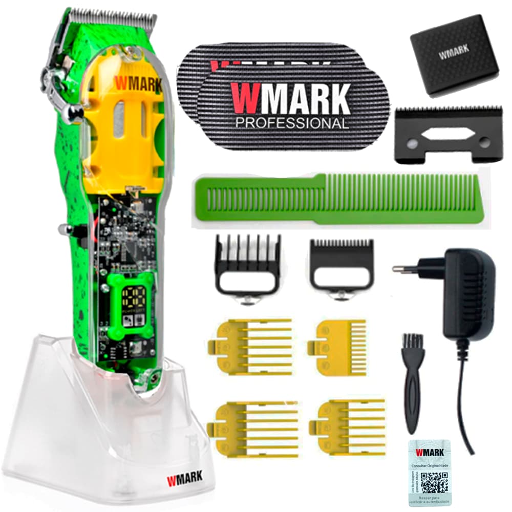 Maquina De Cortar Cabelo Wmark Ng308 + Base Transparente