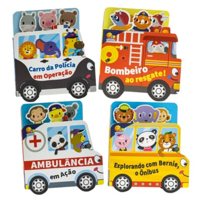 Kit 4 Livros - Passeando pela Cidade - Polícia, Bombeiro, Ambulância e Ônibus