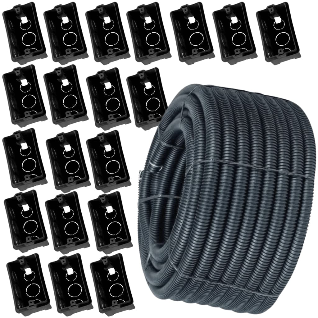 Kit 50m Conduíte Eletroduto Corrugado 3/4 + 20 Caixa De Luz 4x2 Embutir ou Kit 50 Caixinha De Tomada