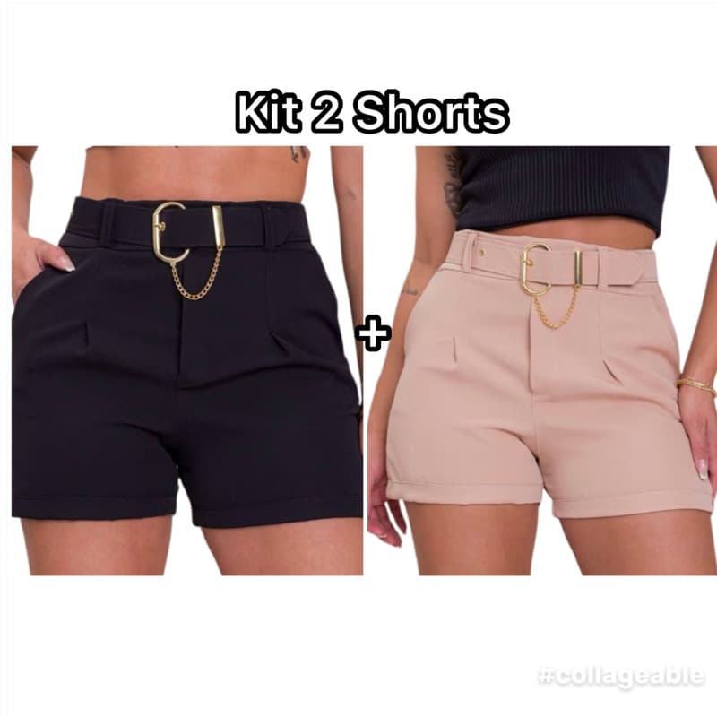 Kit 2 Short Social Com Cinto De Alfaiataria