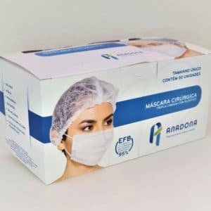 Máscara Tripla Proteção Branca Anadona - cx com 50 unidades