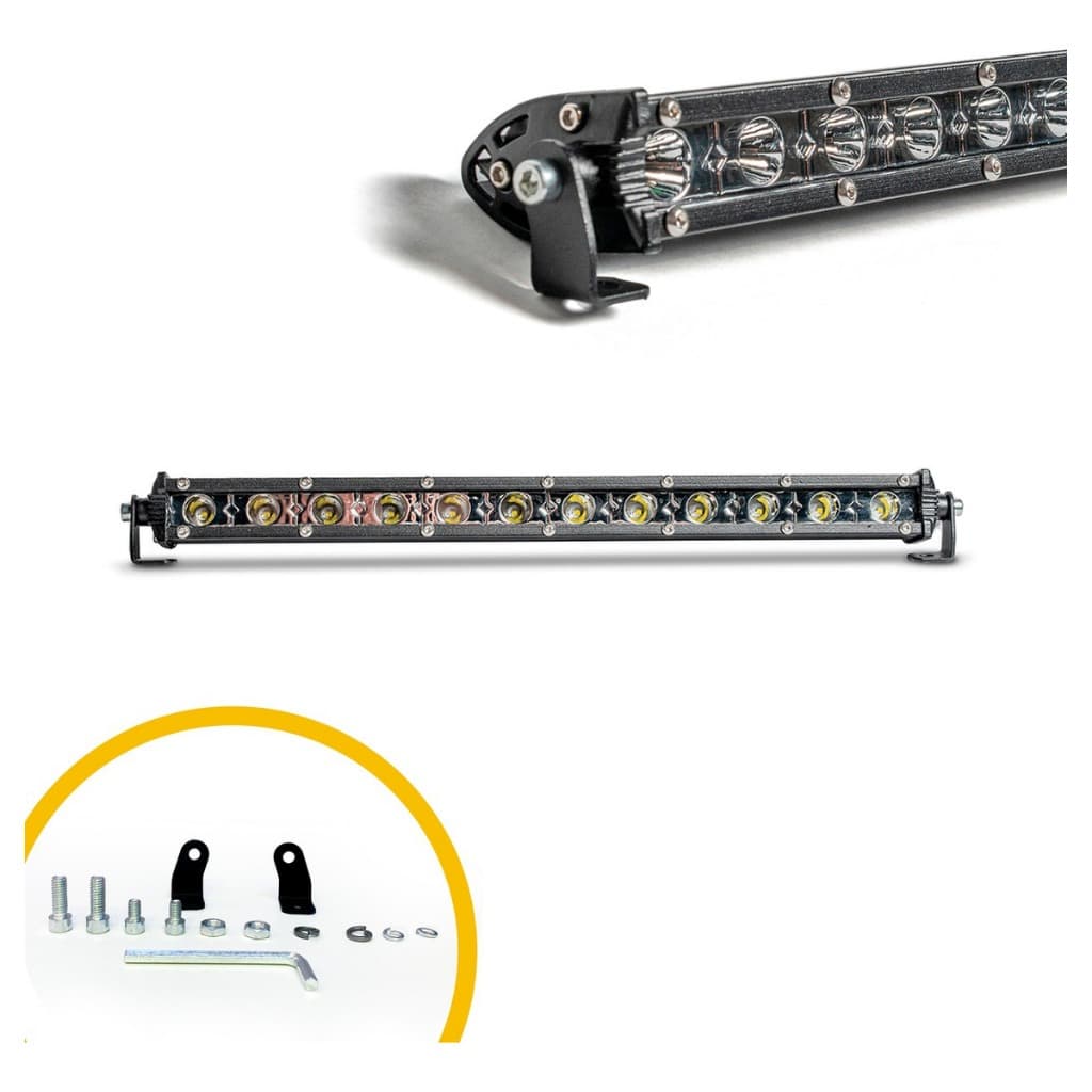 Farol De Barra Auxiliar Milha Led Bivolt 36w 12 Leds 34cm Slim Saveiro S-10 Cyber Slim 6000k Tarponn