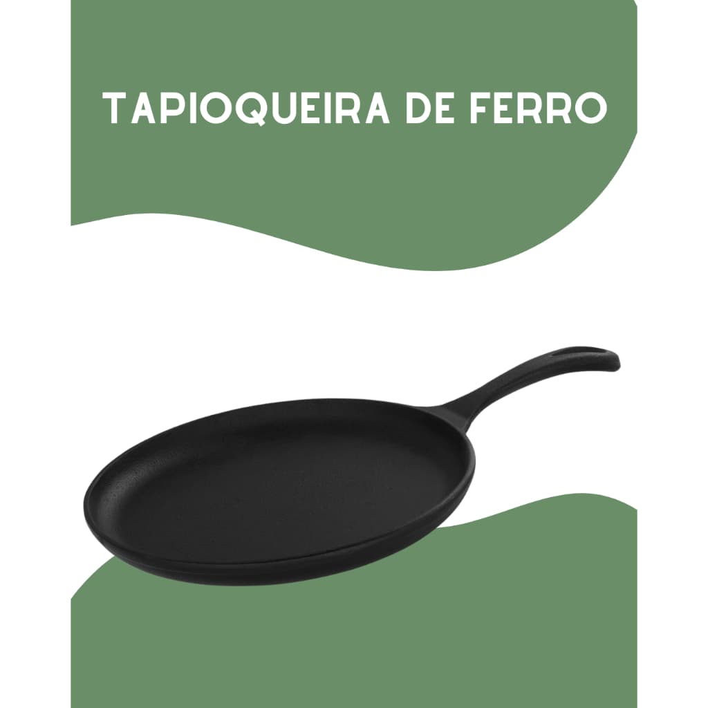 Tapioqueira de Ferro Mineira Não Gruda Facil Limpeza Cabo Ferro Para Preparação de Porções e Tapioca
