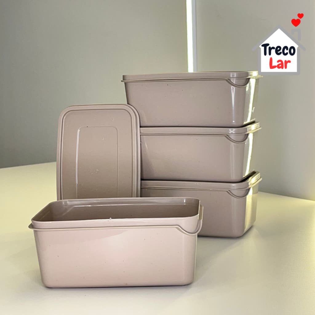 Kit 8 Potes Retangulares de 1 litro - ideal para pequenas porções - Marmita - Freezer e Micro-ondas