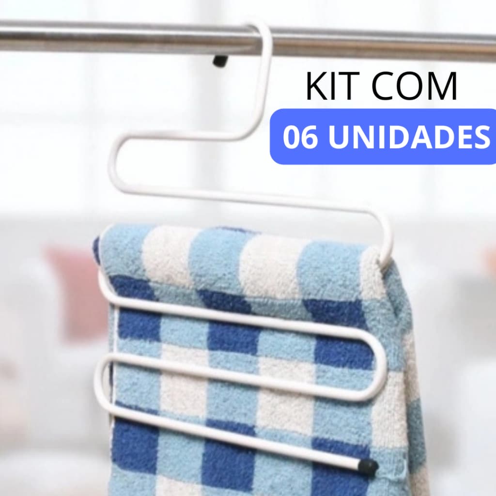 KIT CABIDES BRANCOS PARA CALÇAS EM METAL MULTIUSO COM 5 ESPAÇOS CALÇAS SAIAS BERMUDAS SHORTS