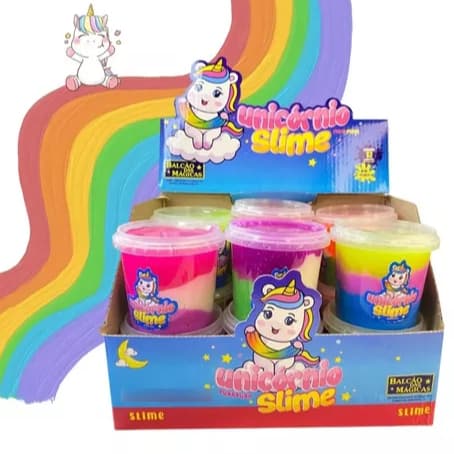 Caixa com 12 unidades de  Slime  de unicornio- 180grs