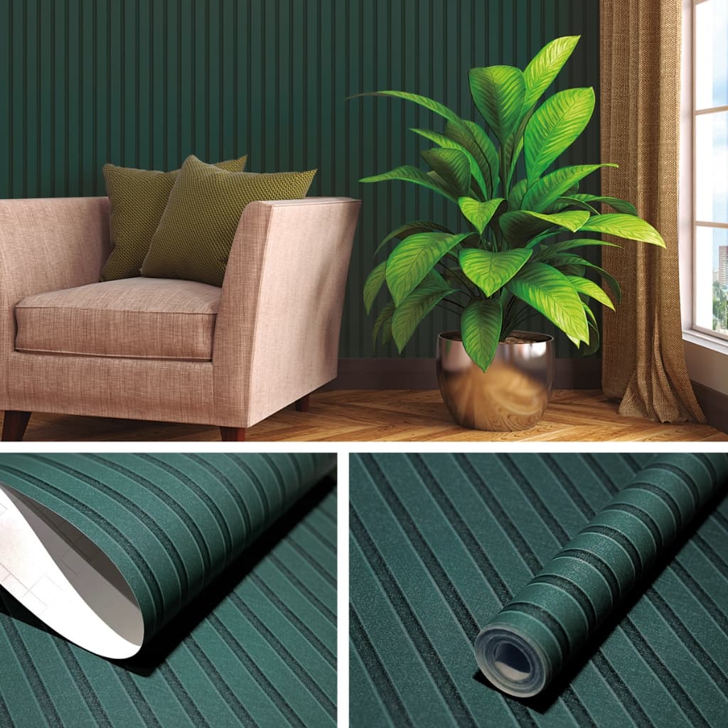 Papel De Parede Adesivo Ripas Verde Efeito Ripado Autocolante Vinílico Lavável Para Sala Quarto