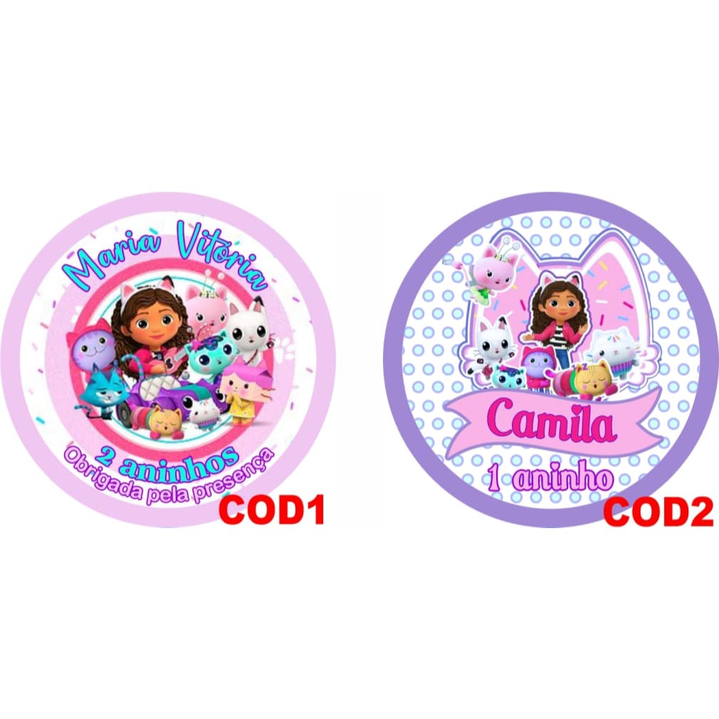 Kit 50 tags adesiva A Casa Magica da Gabby para tubets, latinhas, lembrancinhas entre outros