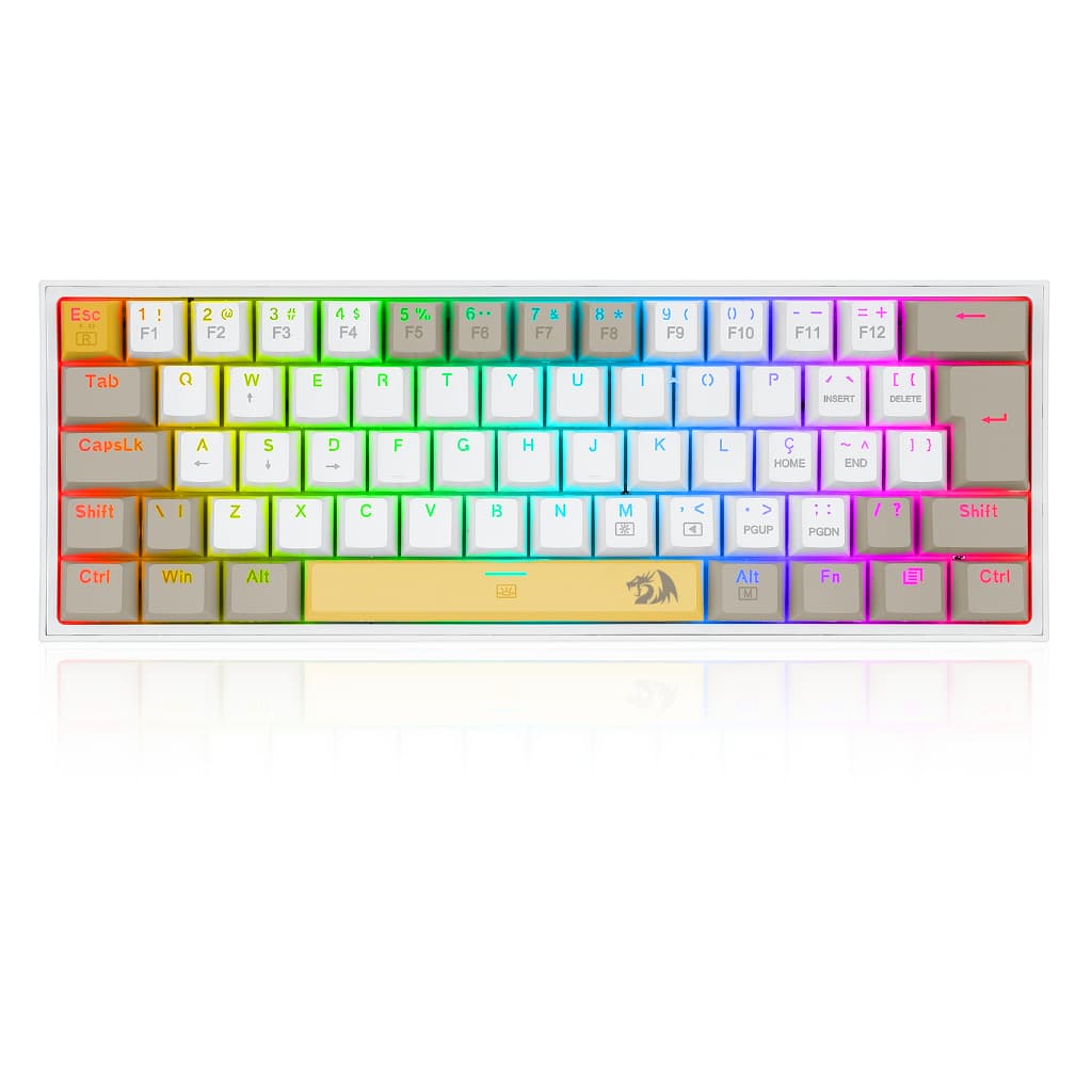 Teclado Mecânico Fizz RGB Amarelo Branco e Cinza Switch Brown Marrom PT-ABNT2