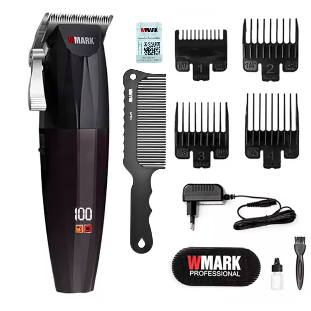 Maquina de Cortar Cabelo Wmark NG 222 Lamina T Ultra Profissional