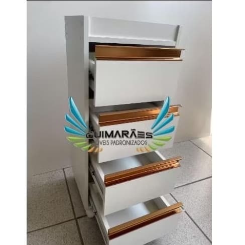 Carrinho Auxiliar, Gaveteiro, Armário Multiuso, JA ENVIAMOS MONTADO, 100% MDF, Puxador Cobre de Aliminio
