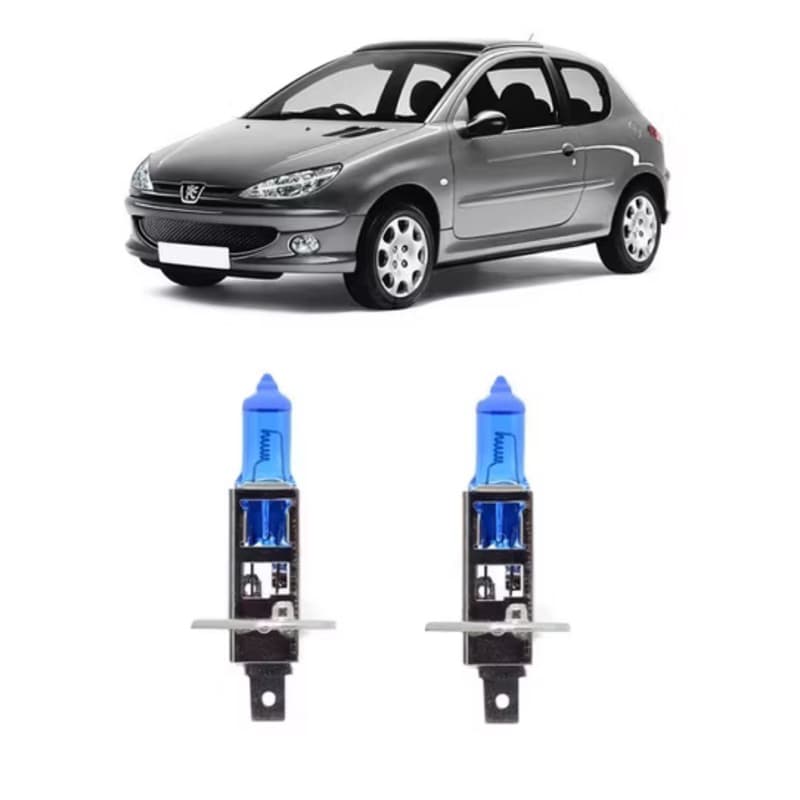 Par Lampada Super Branca Farol de Milha Peugeot 206 2004 2005 2006 2007 2008 2009 2010 2011 8500k H1