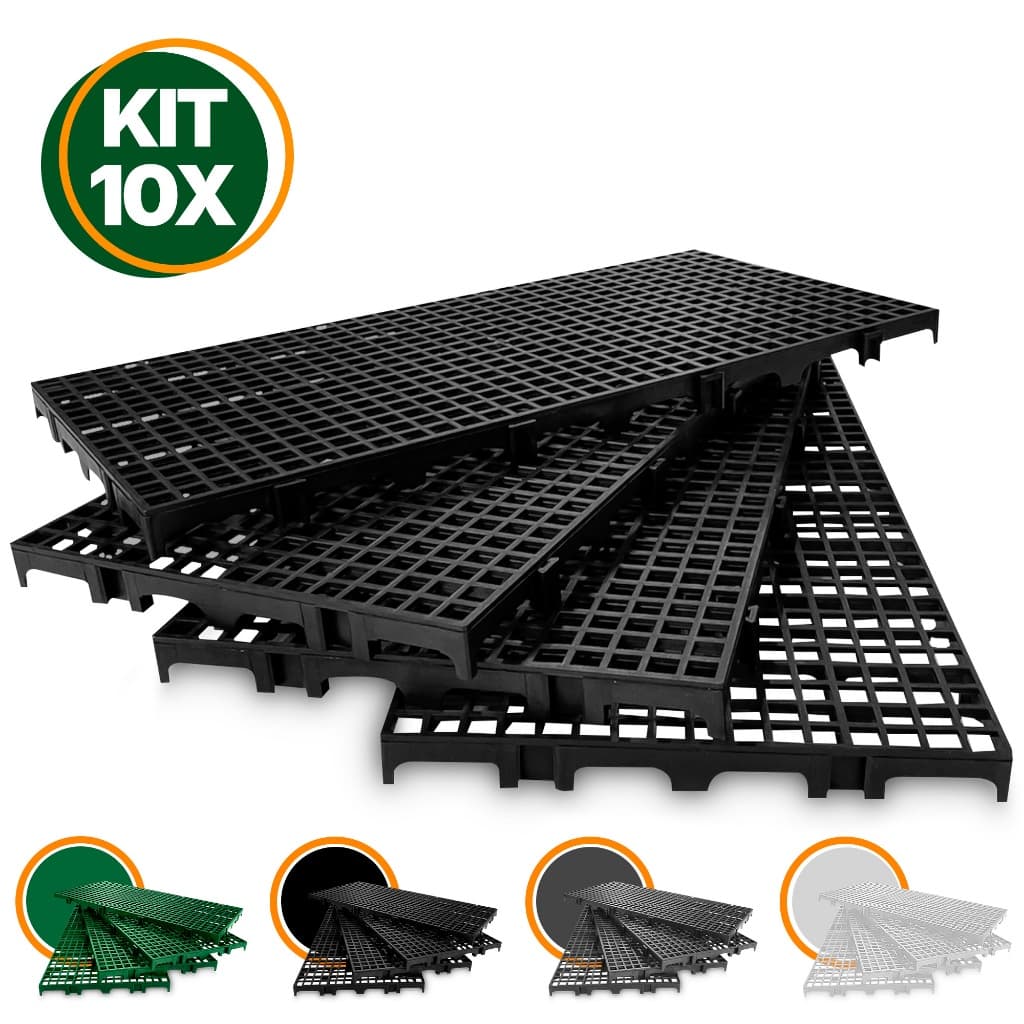 Kit 10 Peças Palete / Pallet Estrado Piso Plástico 2,5x25x50cm