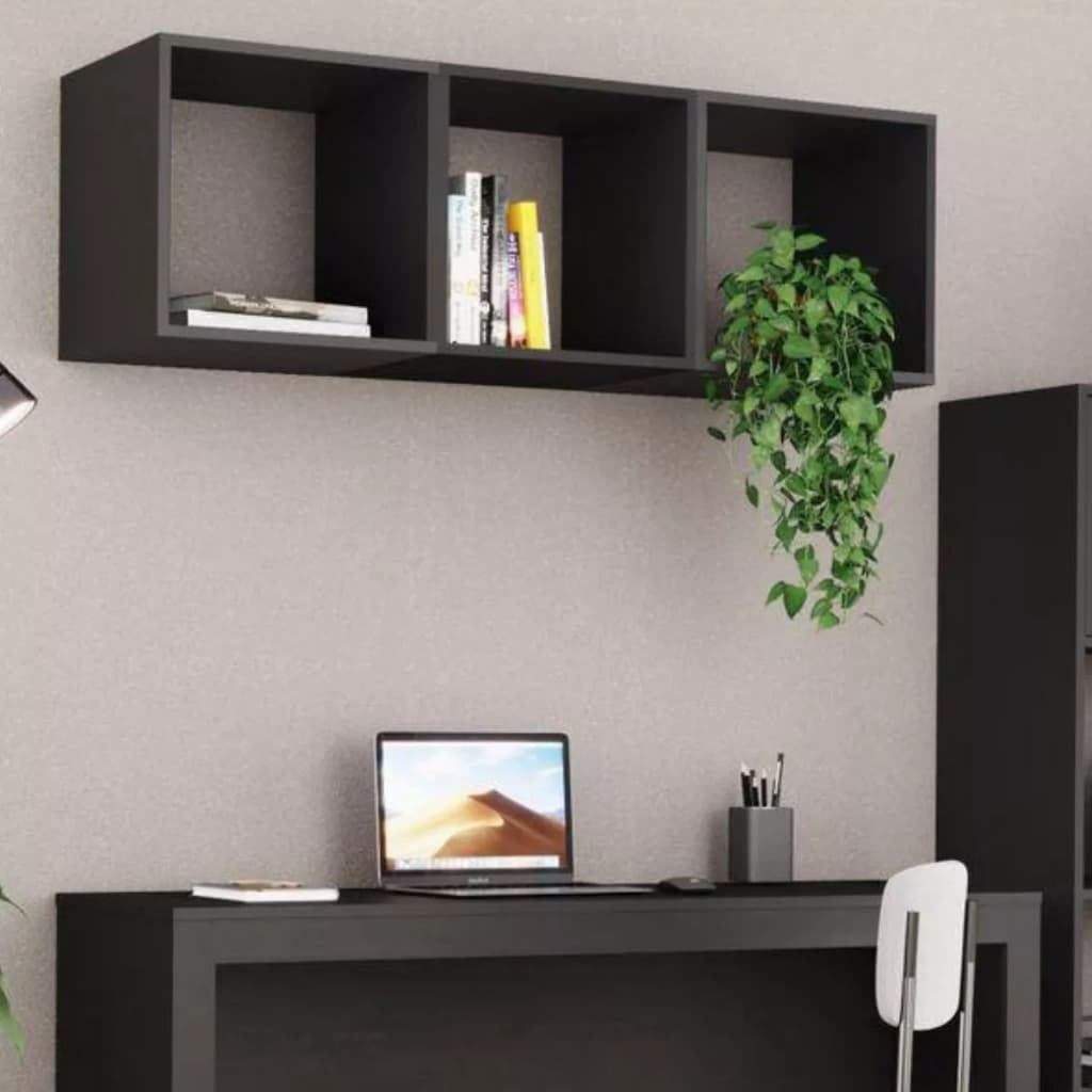 Kit 3 Nichos Mdf 15mm Preto TX Sala Quarta Banheiro Decoração Escritório