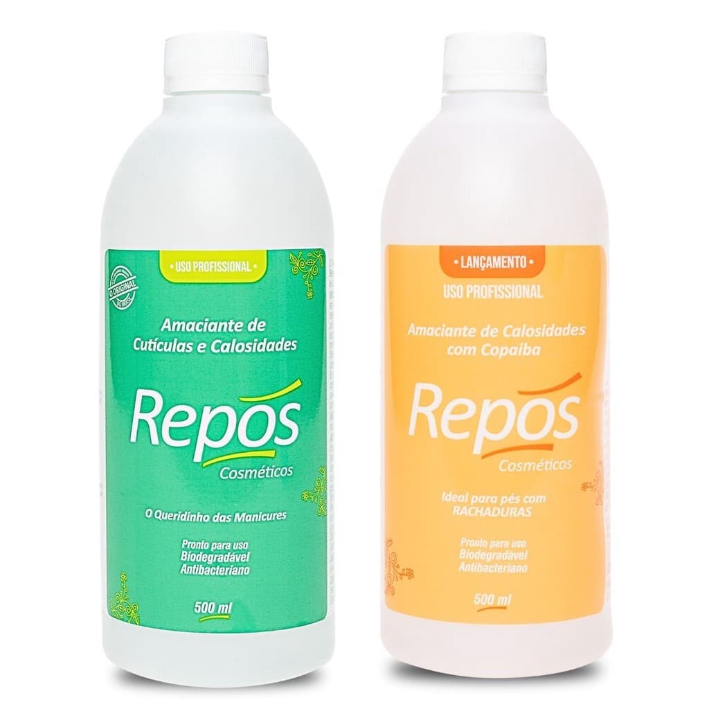 Amaciante de Cutículas 500ml Repos + Amolecedor de Calosidades com Copaiba 500ml