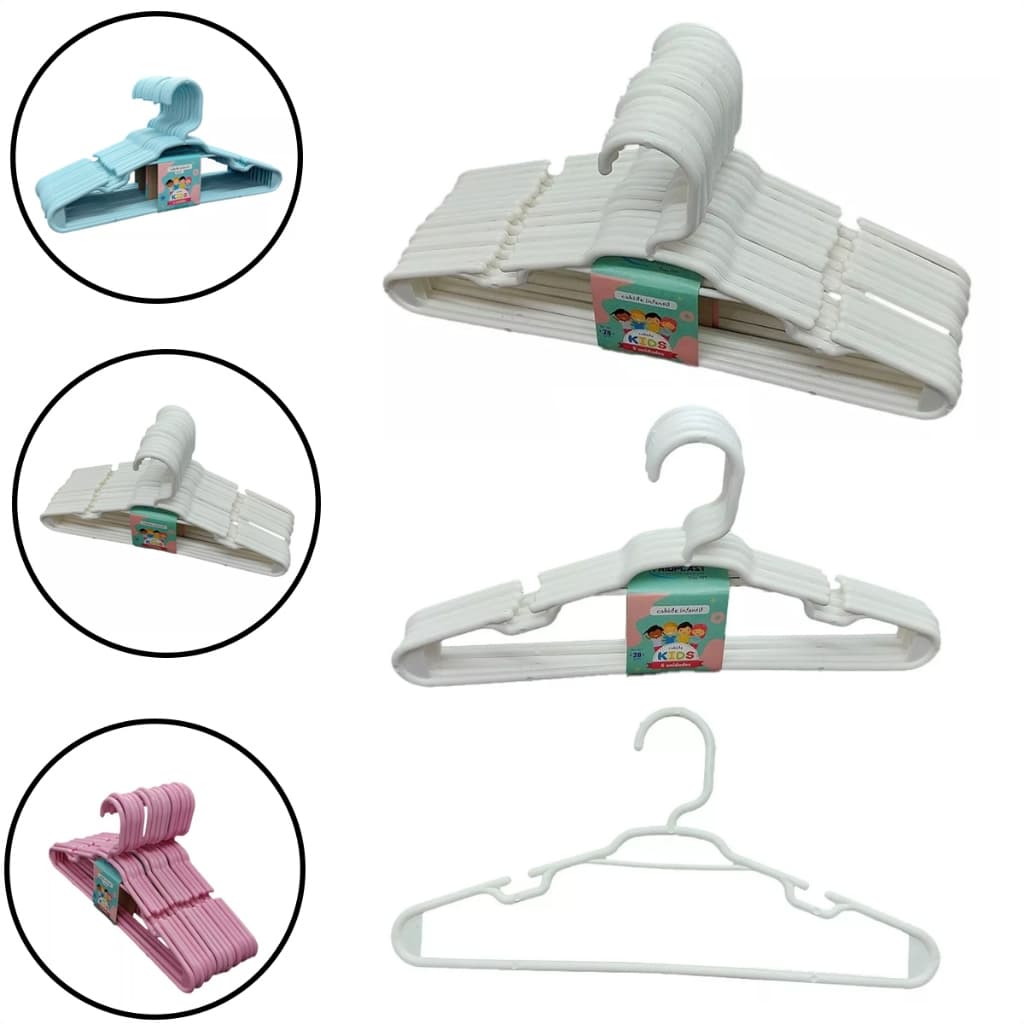 Kit 15 Unidades Cabides Infantis Reforçados Para Organização Colorido Roupa Infantil Bebê