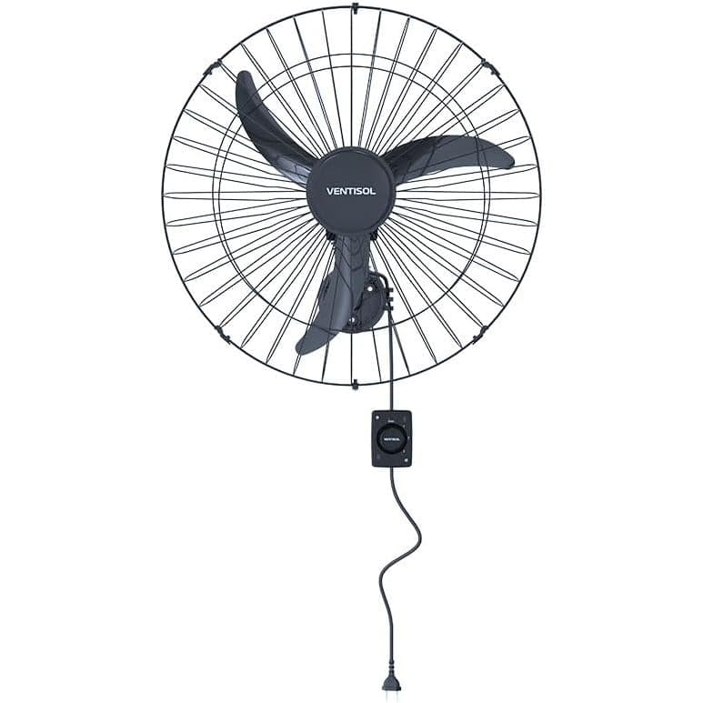 Ventilador 2OOW de Parede Oscilante, 3 Pás Premium, Preto, 60cm, Bivolt, Ventisol