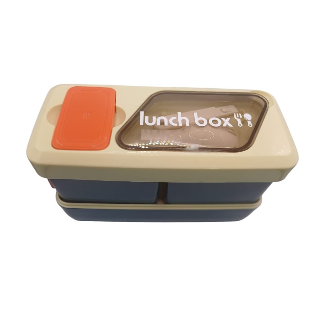 Marmita / Lancheira modelo japonês - 3 compartimentos - Com talher - 850 ML - BPA Free - Microondas e lava louças