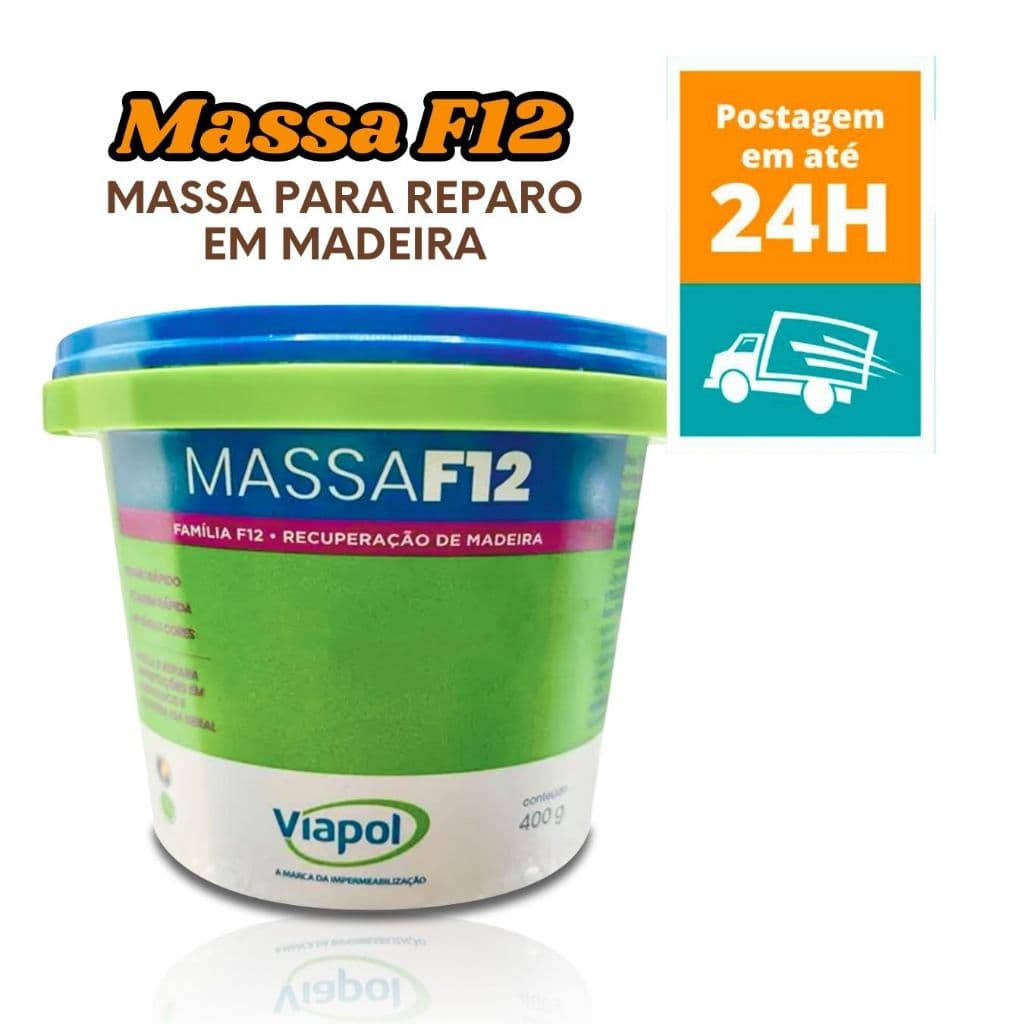 Massa para Restaurar Madeira 400g Viapol F12 Cores Branco Mogno Imbuia Cerejeira Jatobá Calafetar