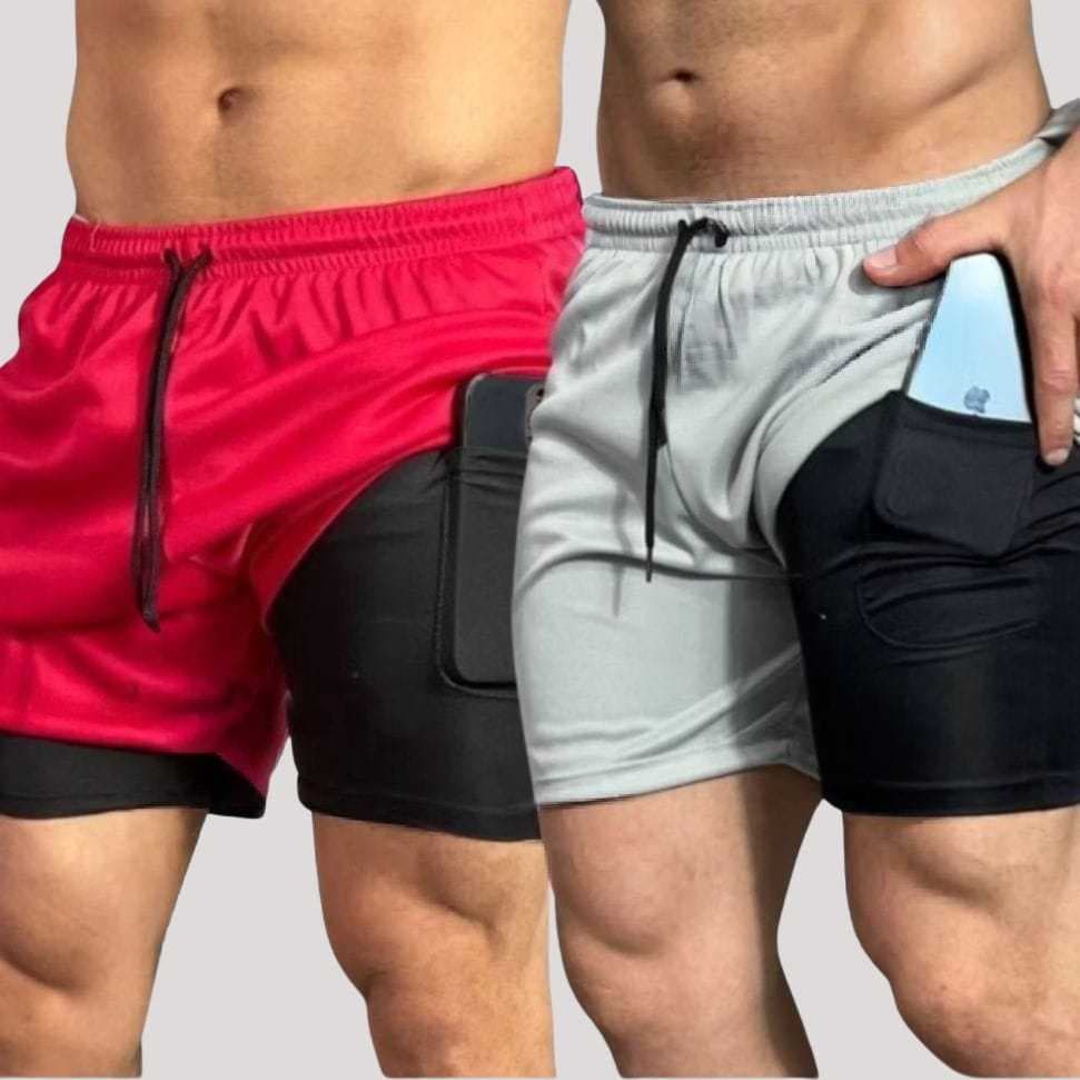 Shorts Fitness 2 Em 1 Bermuda Treino Academia Masculino