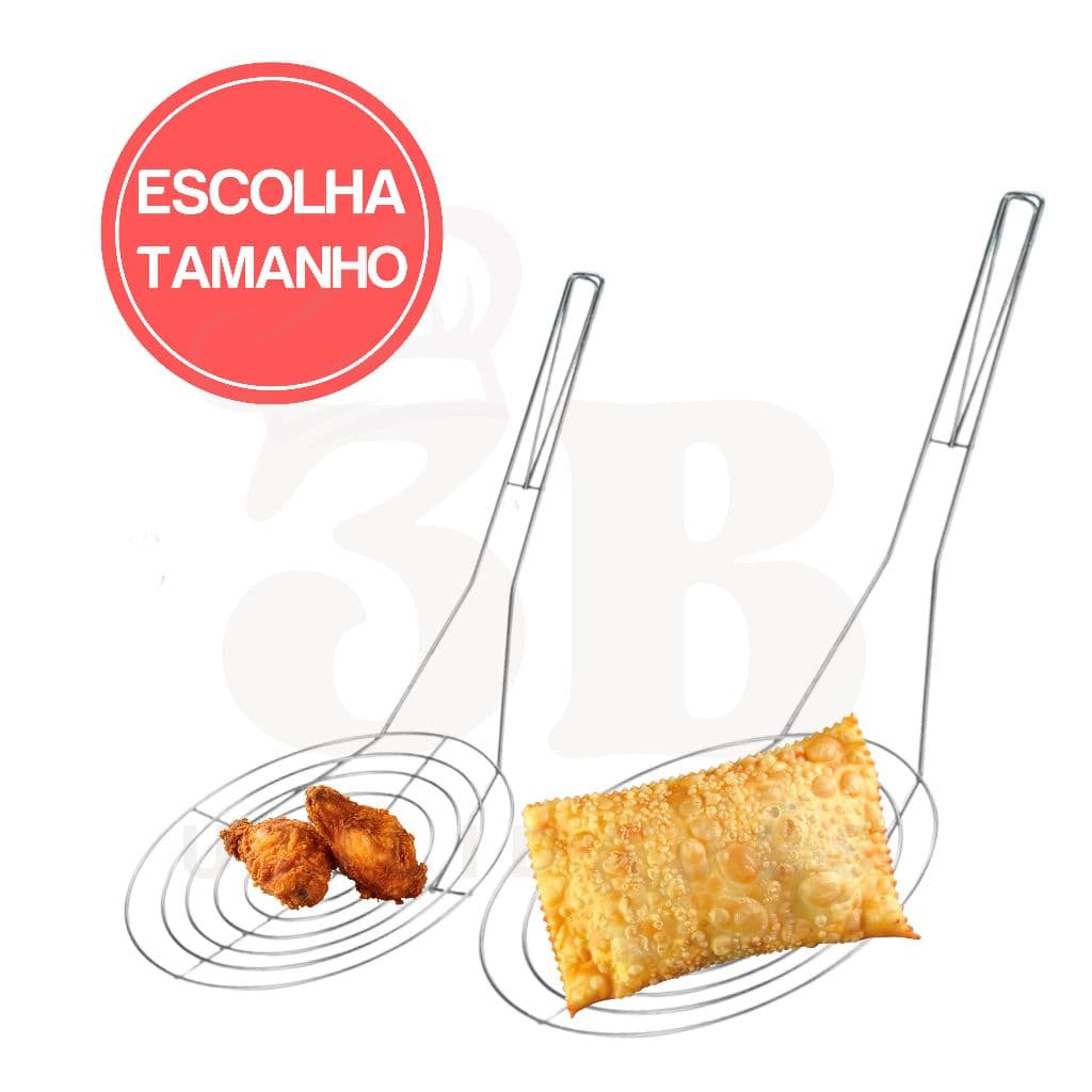 Escumadeira Metal para Escorrer Gordura nas Frituras de pastel salgado porção em bares e restaurante