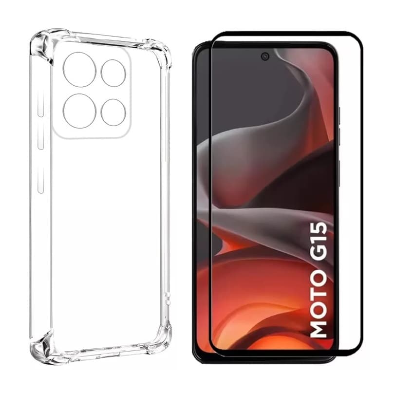 Capa Capinha Para Motorola Moto G15  e Película de Vidro 3D Temperado