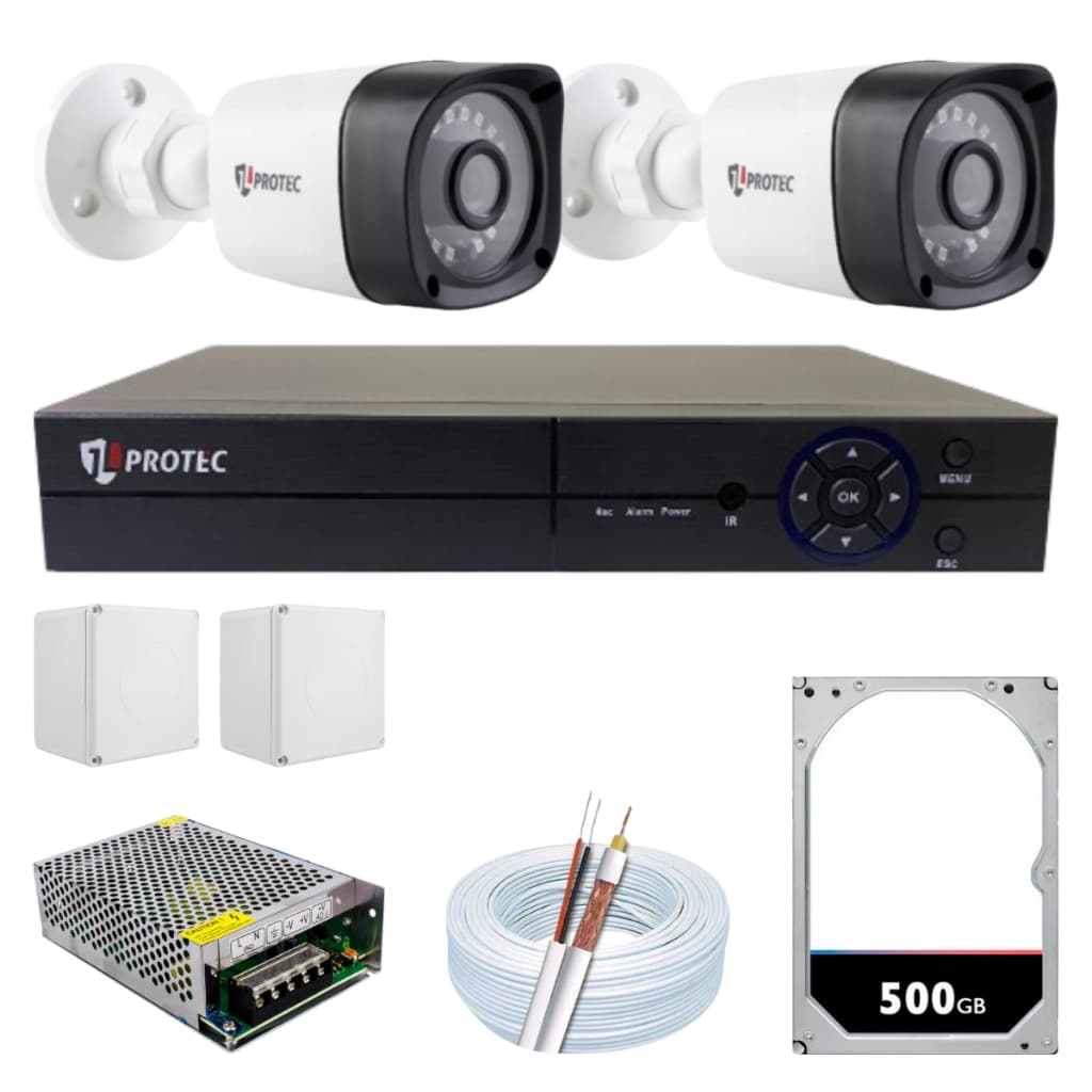 Kit 2 câmeras de segurança cftv dvr 4 canais jl protec acesso celular