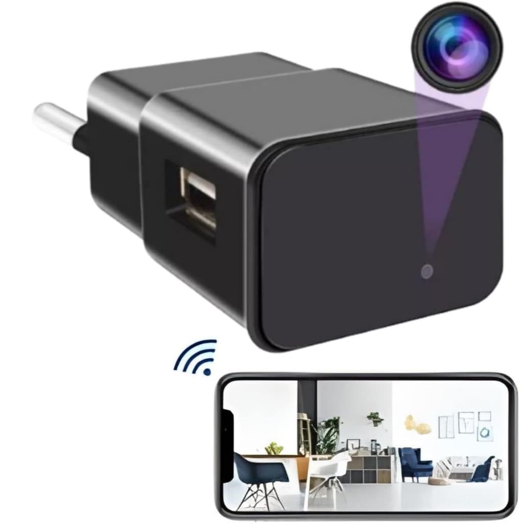 Mini Camera Escondida em Formato de Carregador Tomada Segurança Z15 Wifi Full hd Filmadora Secreta
