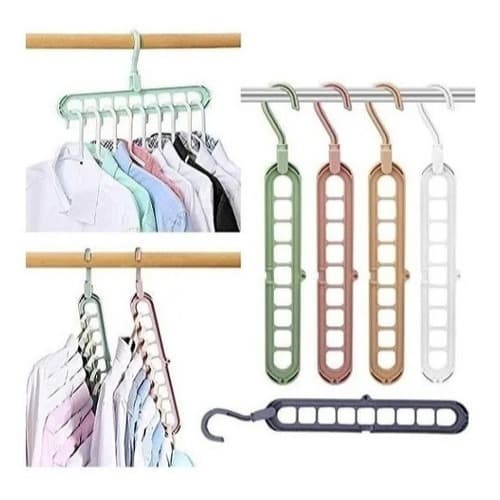 Cabide Magico Multifuncional Organizador 9 Furos MultiDobrável Guarda-Roupa