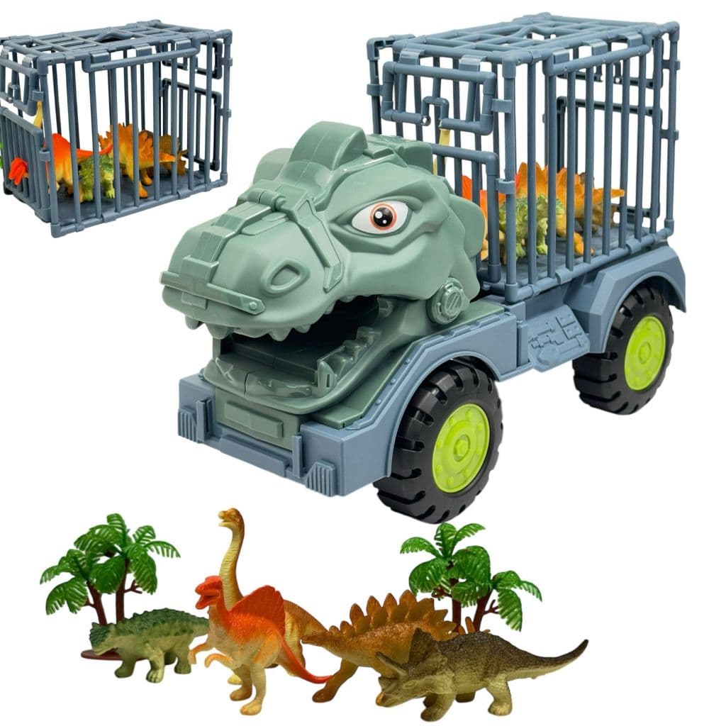 Caminhão Transporte De Dinossauros Safari Com Dinossauro De Borracha
