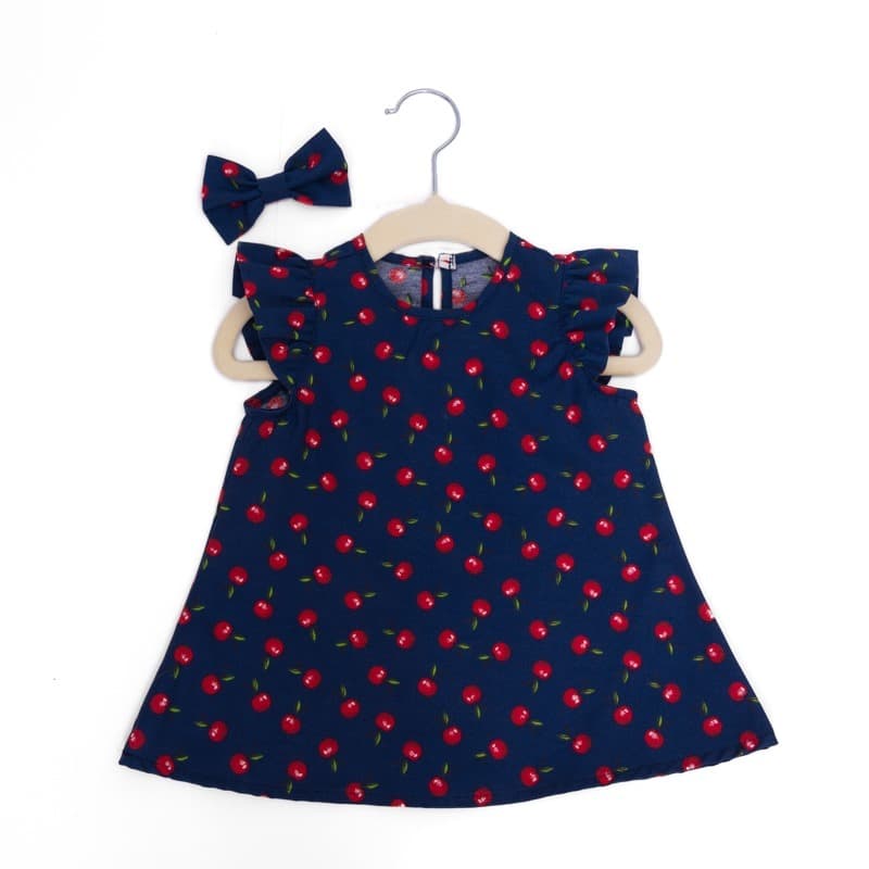 Vestido infantil menina +laço Acompanha vestido para boneca
