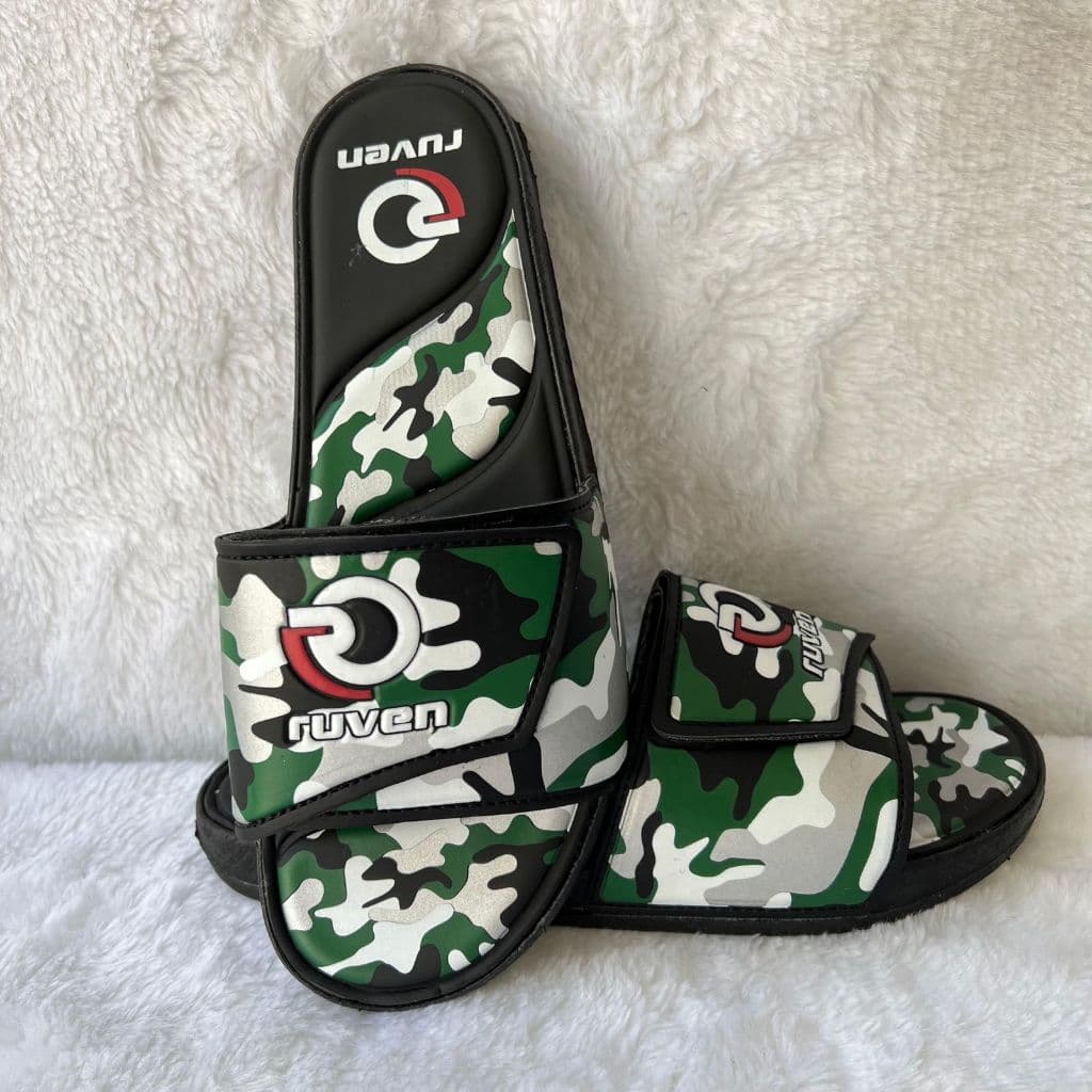 Chinelo Slide pala Velcro Ruven Original Papete Masculino Feminino Super Leve Confortável Camuflado